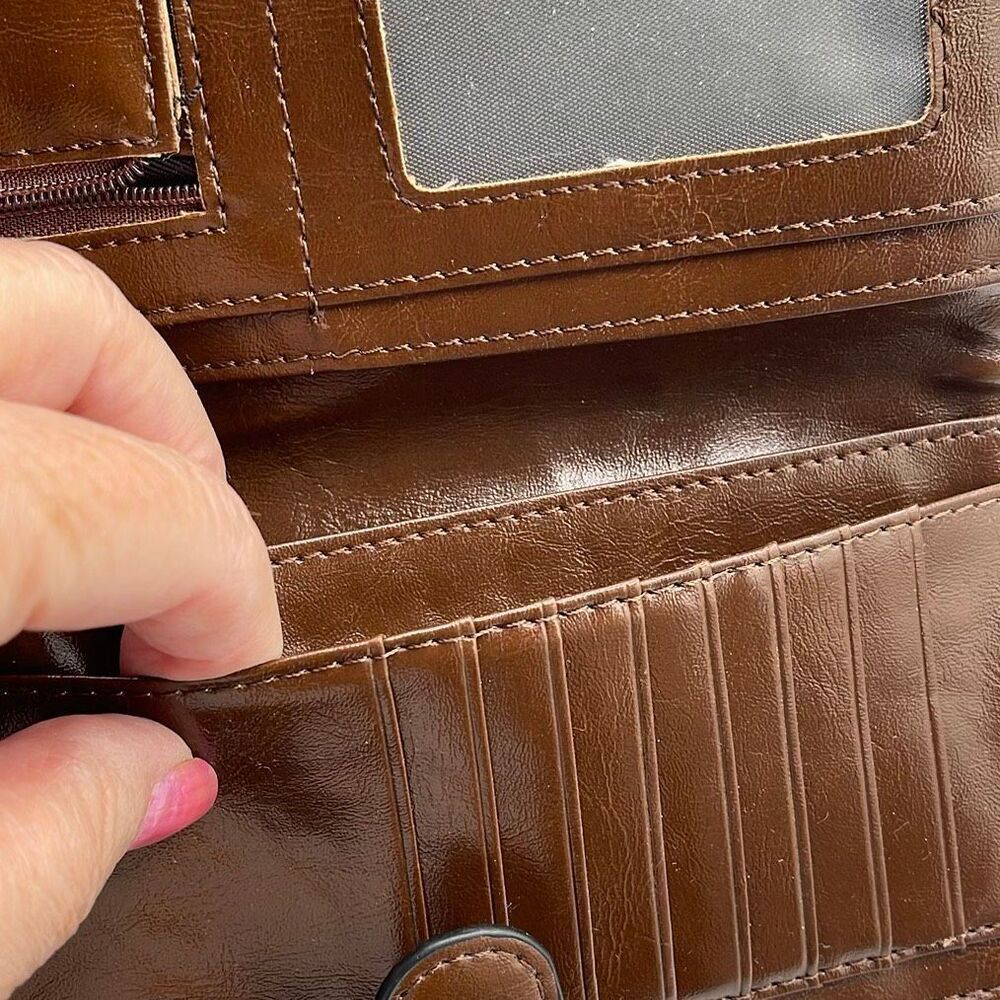 Lady Bei Bei PU Leather brown wallet clutch - Picture 4 of 9
